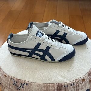 Onitsuka Tiger by Asics Men's Cream/White and Blue Sneakers.